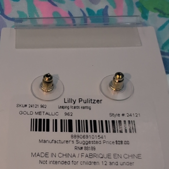 Lilly Pulitzer Leapin Lizards Gold Metallic Earrings - Picture 4 of 5